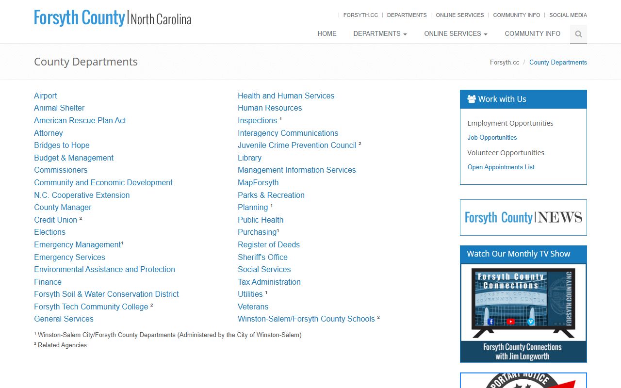 Kernersville phone directory Forsyth County department directory