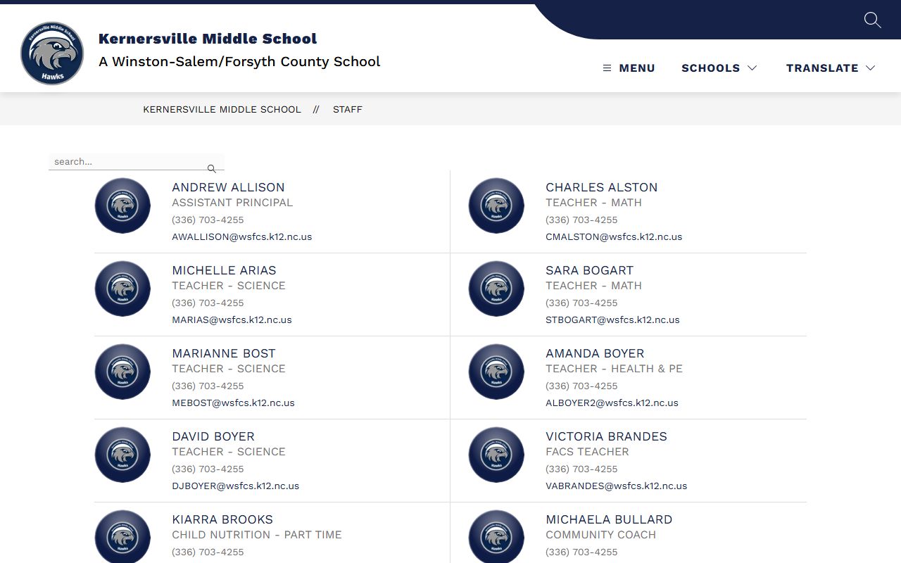 Kernersville phone directory school staff directory example