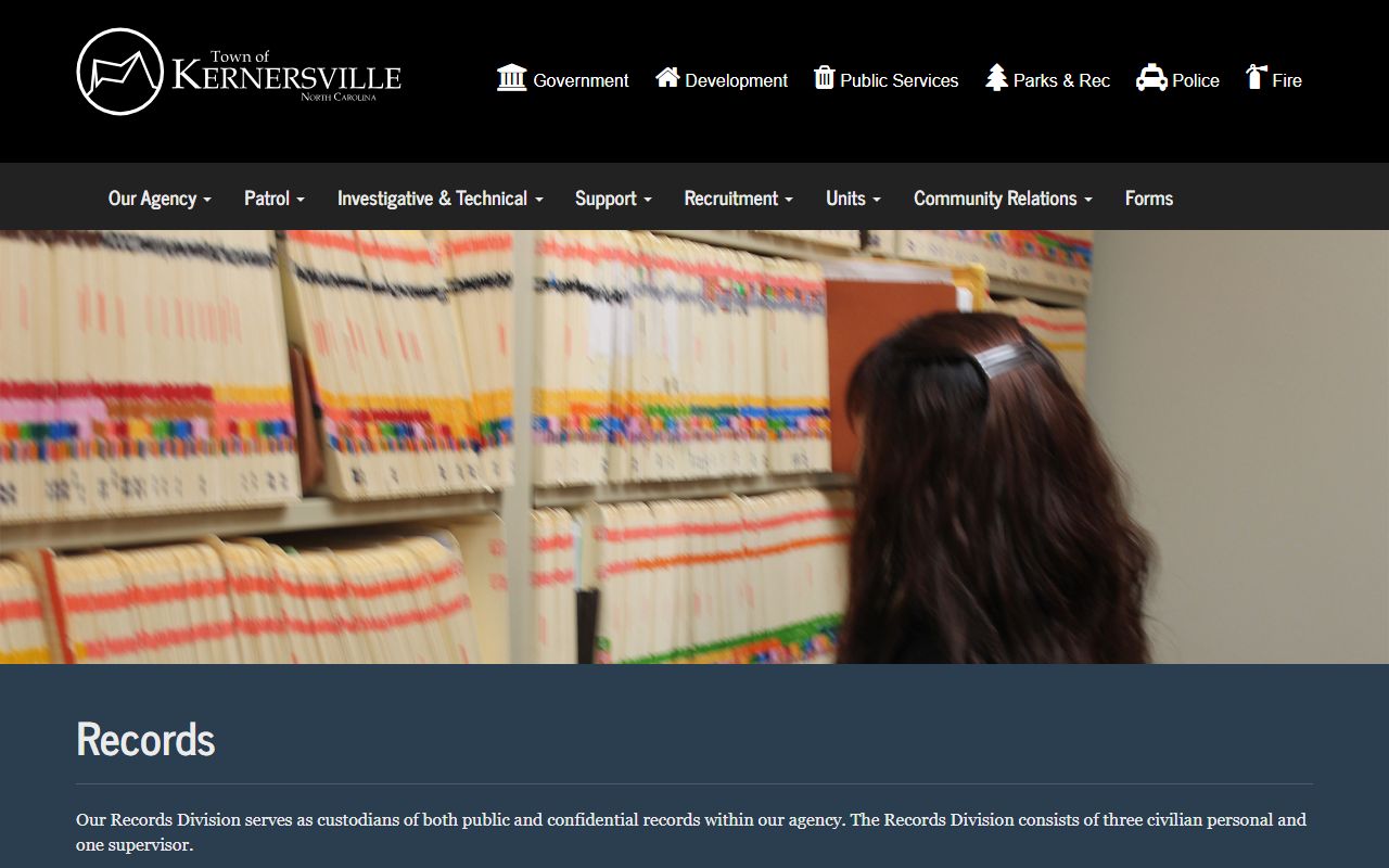 Kernersville phone numbers KPD records request page
