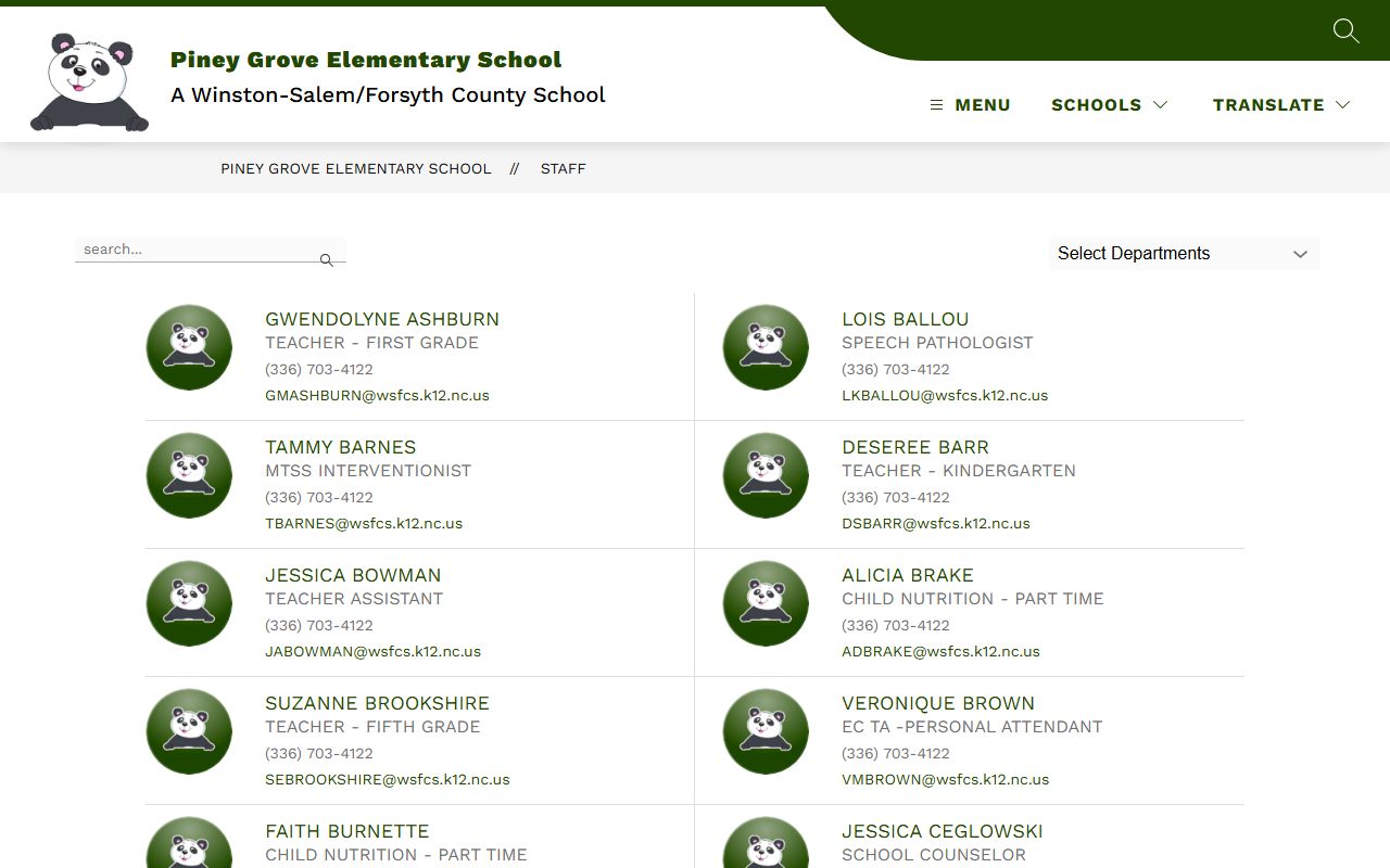 Kernersville phone numbers Piney Grove Elementary staff directory